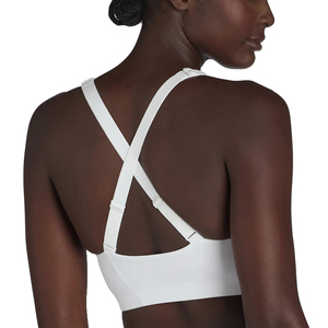 Women's Workout Sports Bras Cross Back Front Zipper White Yoga Crop Tank Top Padded Lightweight Plus Size Fitness Backless Bra - Product Image 3