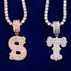 Colgante personalizado con letras del alfabeto estilo hip hop, con diamantes cultivados en laboratorio, unisex. - Product Image 5