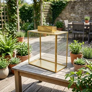 Artisan Design Handmade Square <b>Brass</b> <b>Lantern</b> with Glass Panels for Home Decoration Candle Holder - Product Image 3