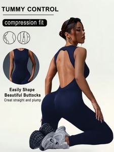 Combinaison sexy sans manches à dos ouvert pour performance |   Combinaison d'entraînement respirante, écologique, en polyester et élasthanne, séchage rapide | - Product Image 5