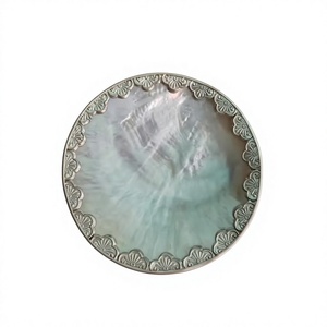 Plat de service rond en nacre de luxe, fait main, écologique, avec bordure florale, pour table à manger, mariage - Product Image 6
