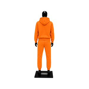 Ensemble de survêtement orange personnalisé pour homme – Hoodie zippé et pantalon de jogging – Tenue décontractée unie pour le sport, la gym, l'entraînement, le streetwear – Vente en gros - Product Image 2