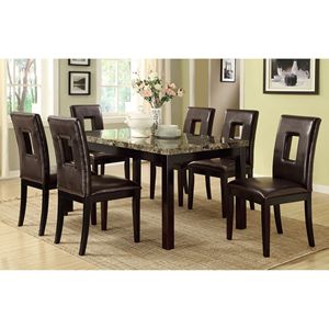 Birch Veneer <b>Dining</b> Room Furniture 1pc Faux Marble <b>Top</b> <b>Dining</b> <b>Table</b> - Product Image 1