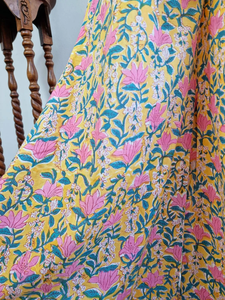 Mono de talla única de algodón puro con estampado de bloque de mano indio estilo informal sin mangas de Dunagree colorido peculiar para fiestas - Product Image 4