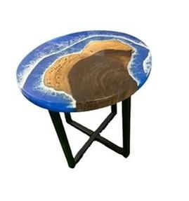 โต๊ะกาแฟเรซิ่นอีพ็อกซี่ลายคลื่นทะเล - งานแฮนด์เมดไม้แท้ทรงกลม เฟอร์นิเจอร์ห้องนั่งเล่นสไตล์ร่วมสมัย - Product Image 3