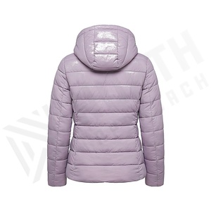 Hooded Quilted Waterproof <b>Bubble</b> Jacket Black Full Sleeve Winter Windproof Cotton Shell Knitted Fabric Polyester Filling Stand - Product Image 2