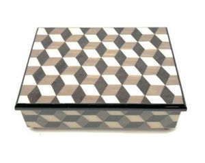 Modern Geometric Pattern Wood & Resin Jewelry Box Rectangular Lacquer Storage Box for Bedroom Decorative Use - Product Image 1