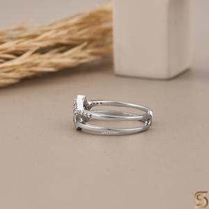 Anillo de Moissanita Zig Zag con Banda Abierta en Chevron de 0.10CT, Anillo Apilable de Plata 925 Impresionante de Satani Brothers - Product Image 5