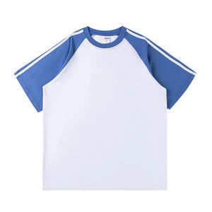 T-shirt à manches courtes en pur coton épais avec empiècements aux épaules, décontracté, pour tenue de travail, avec logo imprimé, haut d'uniforme de classe, respirant et anti-transpiration. - Product Image 4