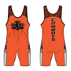 Débardeur de compression unisexe sans manches, imprimé lettres, en polyester, ajusté, pour la lutte, à enfiler, design sans coutures, avec bordure orange - Product Image 2