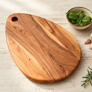 Tabla de Cortar de Madera Ovalada Multiusos para Verduras, Frutas, Carne, Queso y Pan, Color Marrón - Product Image 1