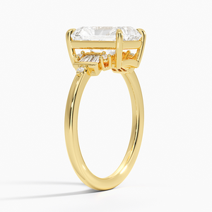 Bague en argent sterling 925 avec moissanite taille radiant et accents baguette en grappe éventail, cadeau romantique pour demande en mariage - Product Image 2