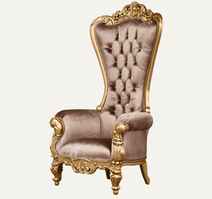 Silla de Trono de Diseño Antiguo, Hecha a Mano con Madera de Caoba Sólida, Tapizada de Lujo para Sala de Estar y Apartamento - Product Image 2