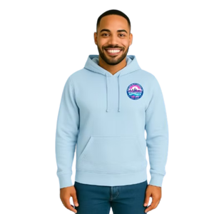 Sweat à capuche graphique bleu clair pour homme, pull décontracté à manches longues, streetwear quotidien, vêtement confortable pour un style de vie actif - Product Image 1