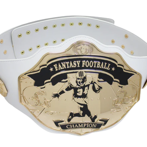 Ceinture de Champion de Fantasy Football Personnalisable en Cuir Blanc avec Plaque Dorée pour les Vainqueurs et les Collectionneurs - Product Image 2