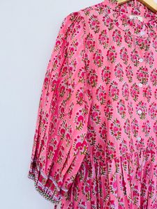 Femmes filles imprimé pur coton Maxi robe indien bloc imprimé décontracté été soirée à la mode en gros longue Midi en vrac - Product Image 5