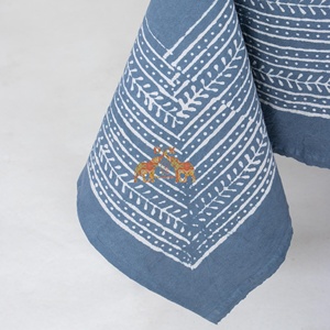 Blue Dabu Floral Print Hand Block Printed Pure Cotton Rectangle <b>Tablecloth</b> Indian Farmhouse Wedding <b>Round</b> <b>Table</b> Cover - Product Image 5