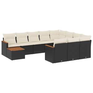 Ensemble de canapés de patio en polyrotin noir moderne avec coussins, capacité 7 personnes, mobilier d'extérieur au design contemporain - Product Image 4