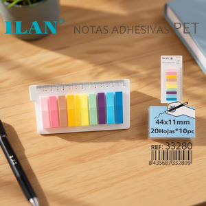 อิลน์ กระดาษโน้ตสติ๊กเกอร์เพ็ท 44x11 มม- 20 แผ่น 10 สี คละสี - Product Image 2