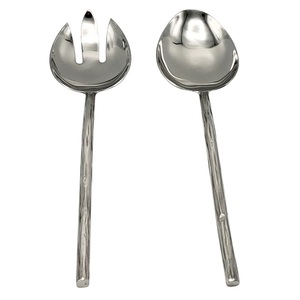Servidores de Ensalada de Acero Inoxidable Premium con Diseño de Ramita, Cuchara y Tenedor de Metal con Textura Orgánica, Juego de Servidores Artesanales - Product Image 2