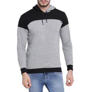 Sudadera con Capucha para Hombre, Gris y Negra, 100% Algodón, Ecológica, Corte Regular, Informal, Tejida, para Invierno - Product Image 1
