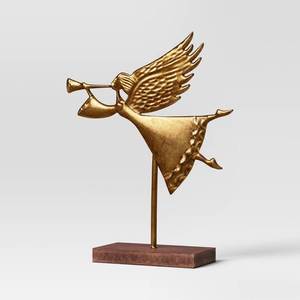 Luxury Decorative Brass Angel Figurine For Living Room Shelf Styling And Elegant Festive Gift Collection - Product Image 2