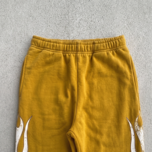 Pantalones Deportivos de Felpa Color Mostaza para Hombre, Cintura Elástica, Estampado de Llamas, Estilo Casual para Otoño - Product Image 3