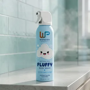 Lotion Lavante Corporelle en Spray Fluffy Marque Blanche 200 ml Sans Parfum Aloe Vera Vitamine E Texture Légère Nettoyant Moussant Hydratant pour - Product Image 3