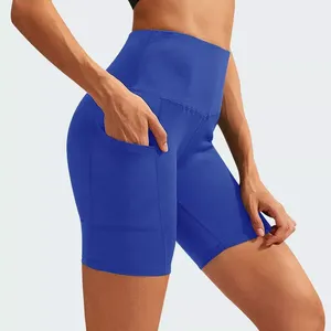 2026 Custom Athletic Women's Biker Shorts Breathable Summer Solid Color High Waist <b>Drawstring</b> - Product Image 2