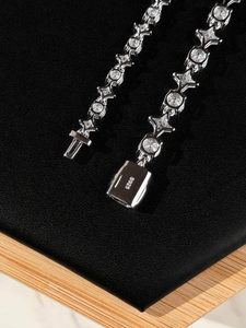 Bracelet en argent Moissanite, luxueux et étincelant, style tennis, élégant bijou de mode pour femme, cadeau original. - Product Image 4