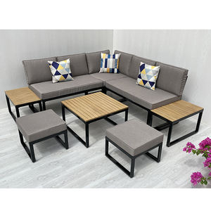 SF00102 Luxury Modern Steel Acacia Wood L-Sectional Garden <b>Sofa</b> <b>Set</b> CD 230gr <b>Cushion</b> Patio Hotel Villa Poolside Living Outdoor - Product Image 1