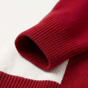 Wholesale <b>Custom</b> Red White Cable Knit Button Up Varsity Cardigan Chenille Patch Sorority Sweater Unisex Greek Apparel - Product Image 3