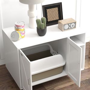Tavolino d'Appoggio con Recinto per Lettiera per Gatti, Accessorio Pratico ed Elegante per Lettiera per Gatti - Product Image 2