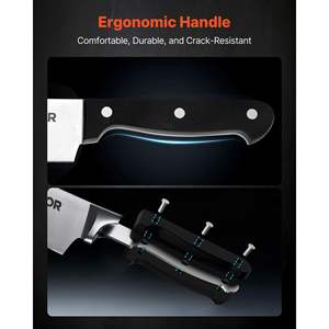 Ensemble de 15 couteaux de cuisine en acier inoxydable allemand à haute teneur en carbone, manche ergonomique en ABS, aiguiseur, couverts de cuisine pour cuisiniers à domicile - Product Image 5