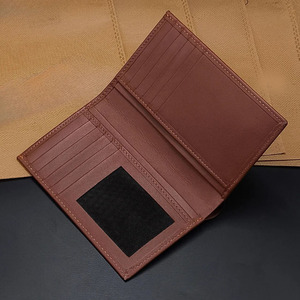 Custom Vertical Card Case Brown Leather Wallets for Men Compact Passport <b>Holder</b> Multi Slot Mesh ID Window <b>Travel</b> <b>Document</b> <b>Holder</b> - Product Image 6