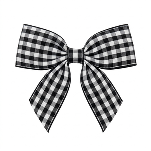 Ruban gros-grain à carreaux noirs et blancs de 15 mm en gros pour emballage de boutique, couture, artisanat, emballage décoratif, scrapbooking - Product Image 1