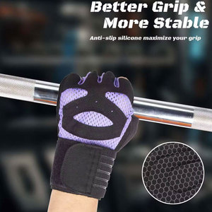 Gants d'entraînement demi-doigts avec support de poignet pour la gym, le fitness, le cyclisme, l'haltérophilie, la pêche – Respirants, en Spandex, antidérapants - Product Image 4