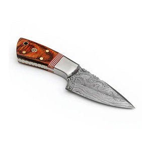 Cuchillo de Caza y Camping de Acero de Damasco de Alta Calidad con Mango de Acero de Damasco y Hoja con Patrón Artístico, Personalizable OEM - Product Image 3
