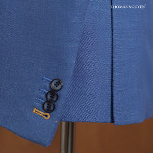 Costume deux pièces sur mesure pour homme – Veste et pantalon bleu plage |   Collection de couleurs naturelles |   Fabriqué au Vietnam - Product Image 5