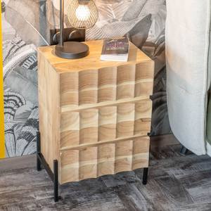 Mesita de noche Vandana Crystal Order con 3 cajones en madera de acacia y patas de metal - Product Image 1