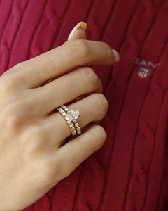 Oval Cut 2 CT Lab Diamond Ring 14K Yellow Gold Solitaire Engagement Ring Floating Accent Stones Modern Bridal Anniversary Ring - Product Image 4