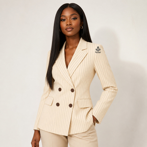 Blazer a Rayas Griego, Ropa Tradicional Masónica, Prenda Exterior Elegante, Chaqueta de Negocios con Logotipo Bordado para Hermandades y Fraternidades - Product Image 1