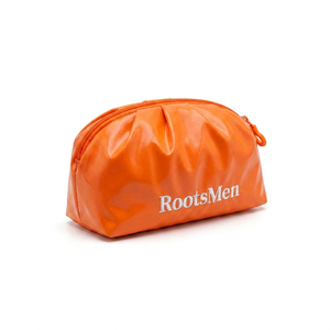 RootsMen orange Polyester Cosmetic Bag Medium Size Zipper Closure Portable Letter Pattern Simple Style - Product Image 3