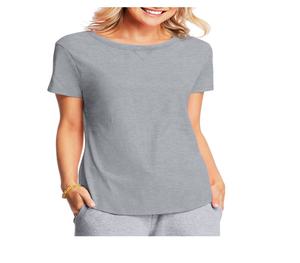 Camiseta Casual Azul Marino para Mujer, Mezcla de Poliéster/Algodón, Cuello en V, Decoración con Logotipo, Transpirable, Corte Ajustado, 180 Gramos, Talla Grande - Product Image 6