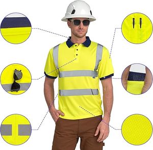 Chemises de sécurité haute visibilité pour hommes de haute qualité, polos réfléchissants pour travaux de construction - Product Image 3