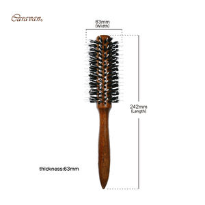Brosse à cheveux ronde en bois de qualité supérieure, 16 rangées de poils en caoutchouc - Product Image 3