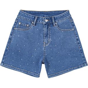 2025 pantalones cortos de mezclilla informales de cintura alta para mujer diamantes de imitación estilo Vintage Botón de corte recto Sexy pantalones cortos Cargo - Product Image 2