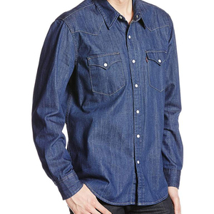 Chemise en jean pour homme 100% coton, chemise en jean décontractée à manches longues, vêtements de marque surdimensionnés pour homme - Product Image 1