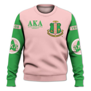 Sudadera Alpha Aka Pink con Cuello Redondo, Unisex, Corte Regular, Diseño con Letras Griegas, Impresión en Serigrafía, Ropa Casual - Product Image 5