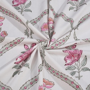 Elegant Hand Block Print Cotton Bedsheet Set Floral Boho Bedspread with <b>Pillow</b> Covers Indian Jaipur Queen King <b>Flat</b> Sheet - Product Image 4